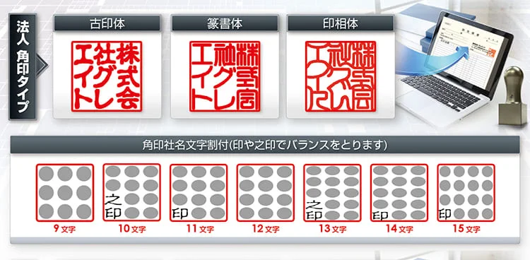 法人 角印タイプ書体見本